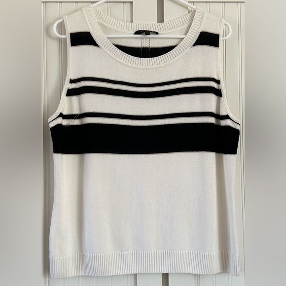 St. John Collection Sleeveless Sweater Black and White Knit Top size XL - Picture 1 of 7